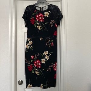Black floral fitted dress